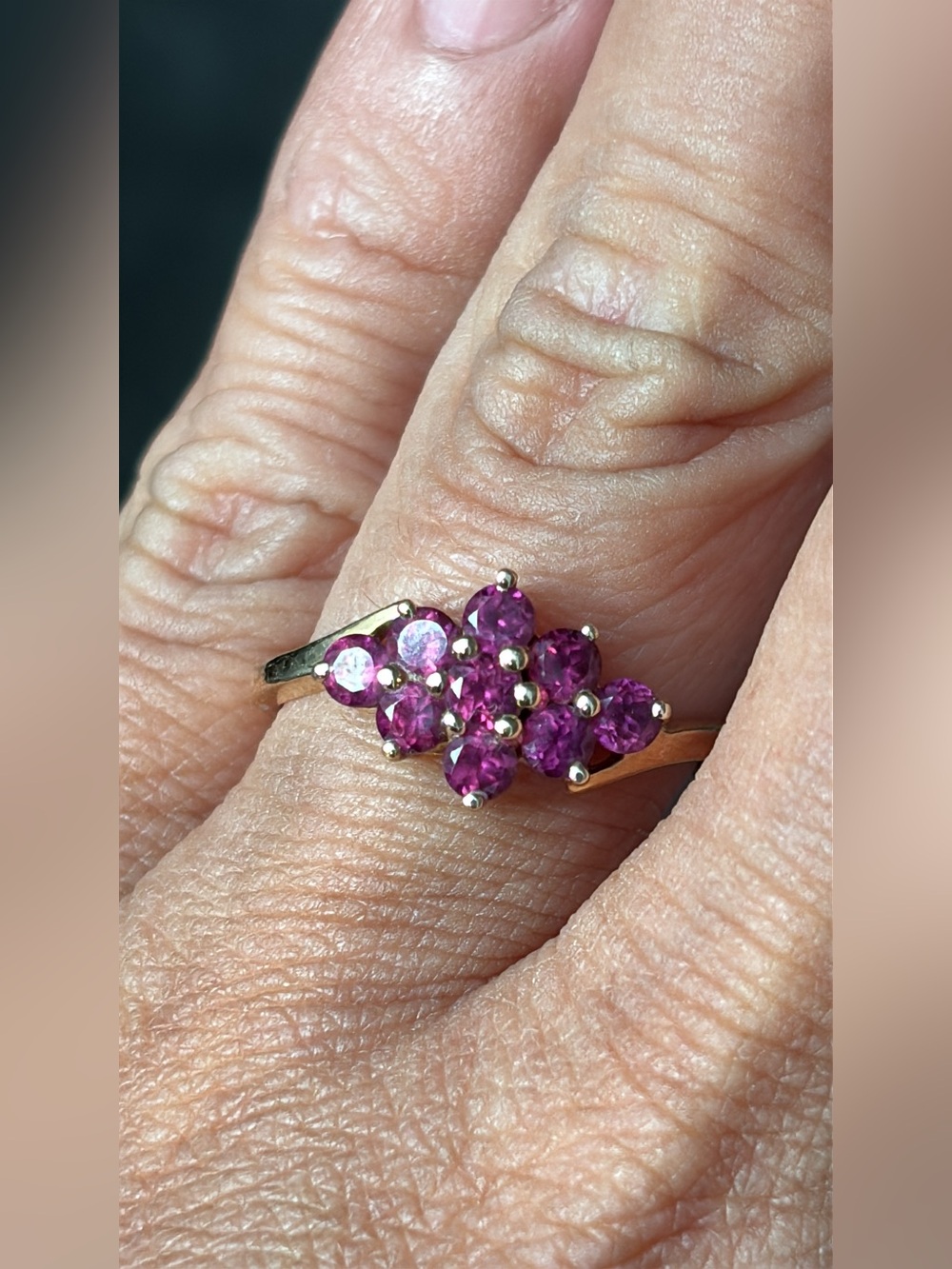 14k Gold Ring Pink Sapphire Cluster by STS